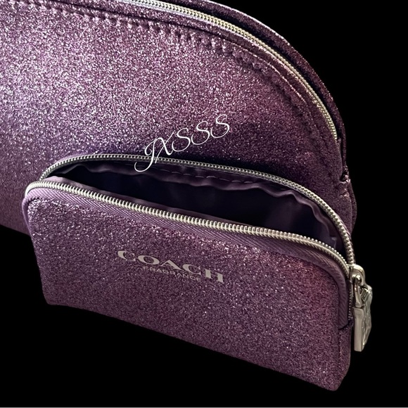 Purple (Sparkly) Coach Cosmetic-Makeup Bag/Coin-Pouch SET - Picture 7 of 15